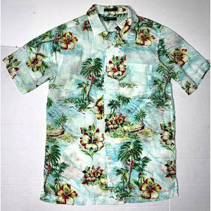 NEW Cremieux Classics Tropical Hawaiian Button-Up Short Sleeve Shirt Top Men's S